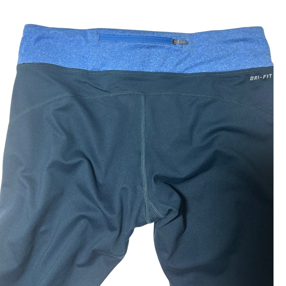 Nike Dri-FIT Running Leggings Women Large Blue Excellent Crop Zipper Pocket - Picture 6 of 14